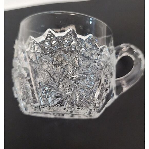 Vintage Fenton Punch cup coin dot Clear Glass Set Of 7 Rare No Chips Or … - Picture 2 of 6